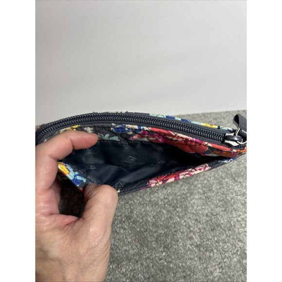 Vera Bradley Zip ID Case Pouch Wallet Floral Tropical Print Blue Bright Florals - Picture 5 of 10